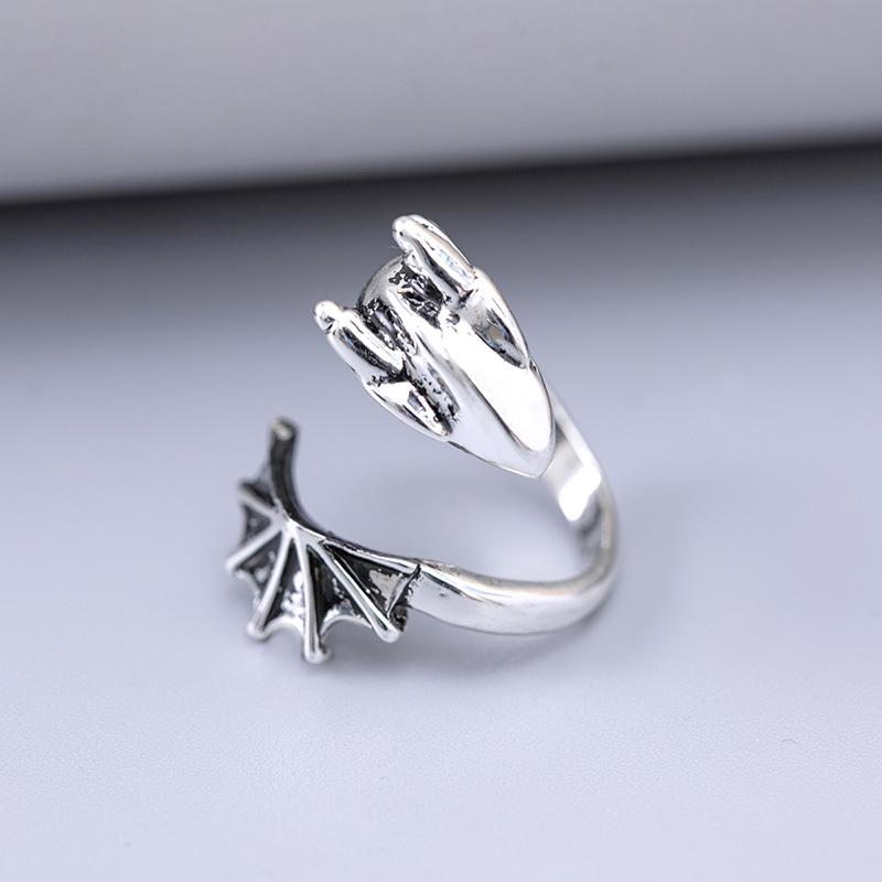 

Модное эмалевое кольцо с крыльями дракона, винтажное животное, регулируемые кольца на палец для женщин, мужчин, ювелирное изделие, подарок