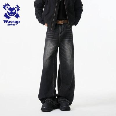 Wassup Sohot Men's American Style Distressed Loose Straight Jeans