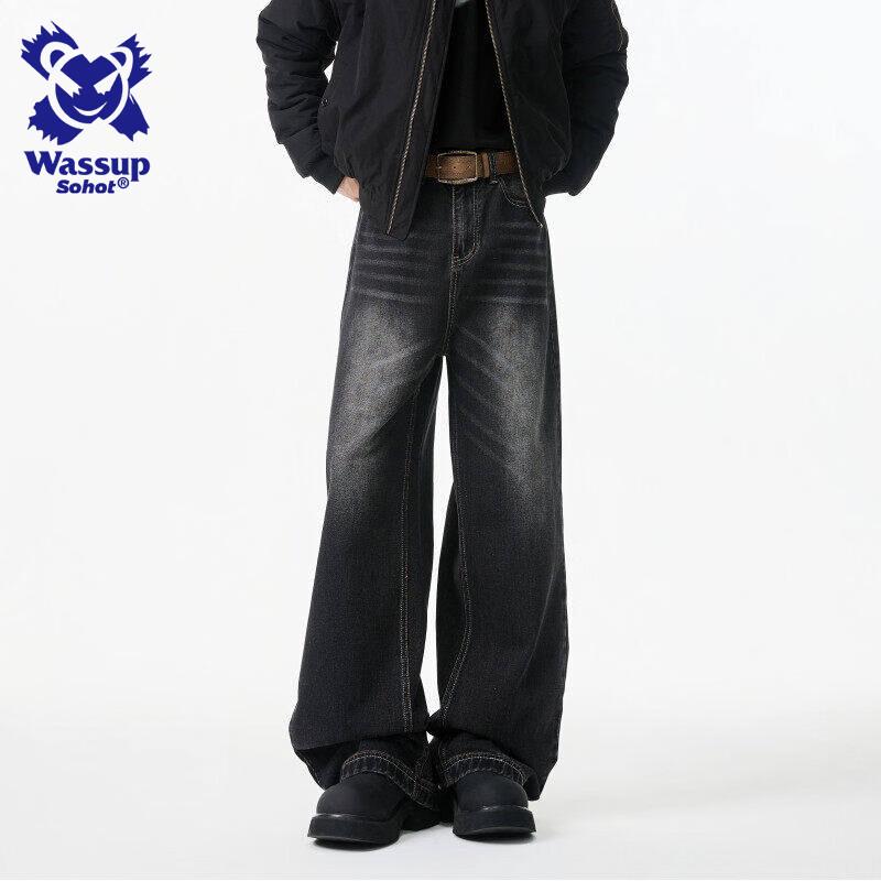 Wassup Sohot Men s American Style Distressed Loose Straight Jeans XL