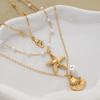 3pcs Bohemian Minimalist Starfish Shell Pendant Necklace Set for Women Rice Beads Metal Chain Choker Beach Vacation Jewelry Gift
