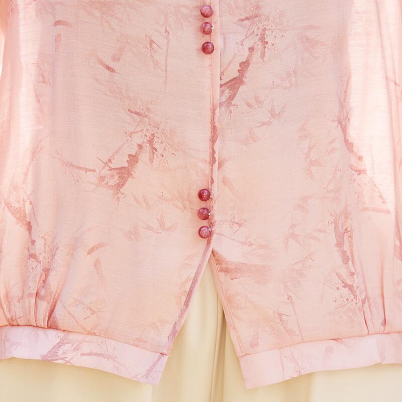 Damen V-Ausschnitt Bedruckte Sieben-Viertel-Ärmel Chiffonbluse