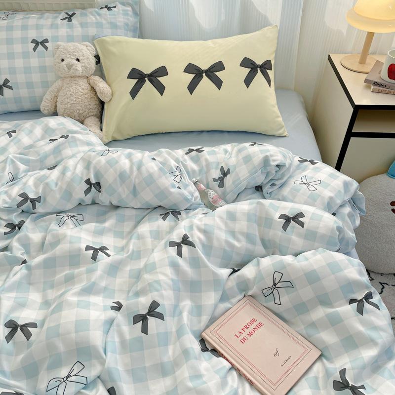 Bedding Four-piece Set Skin-friendly Washed Dormitory Bed Three-piece Set Bed Sheet Quilt Cover Pillowcase