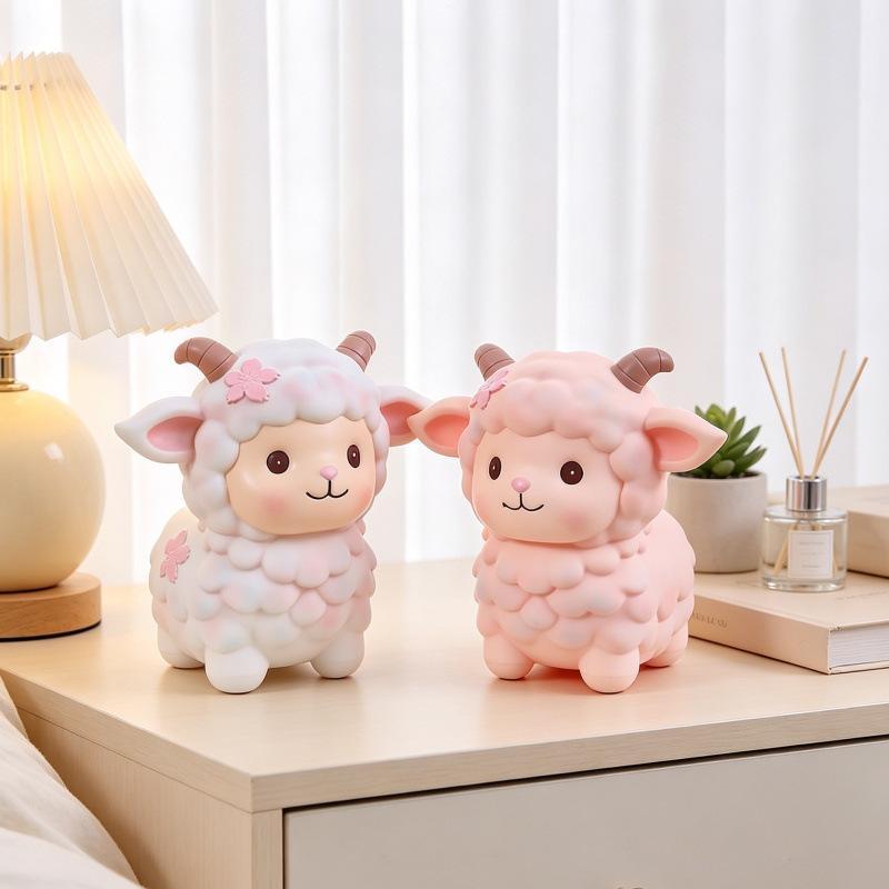 Creative Lamb Shaped Coin Bank Anti Fall Large Capacity Money Saving Box for Kids Children Birthday Gifts Bedroom Decoration