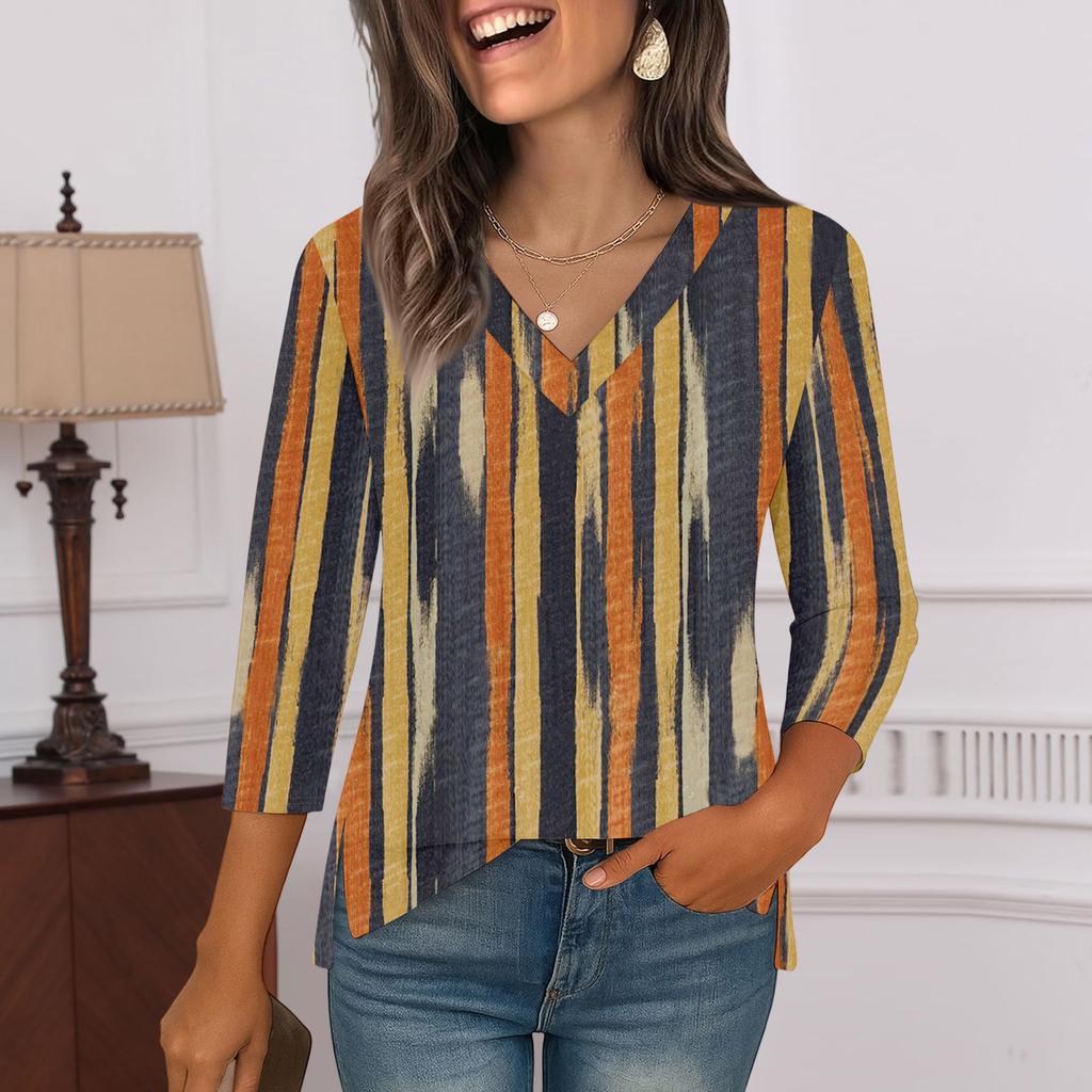 3/4-Ärmel-Shirts für Damen Print Grafik-T-Shirts Blusen Lässig Übergröße Basic Oberteile Pullover