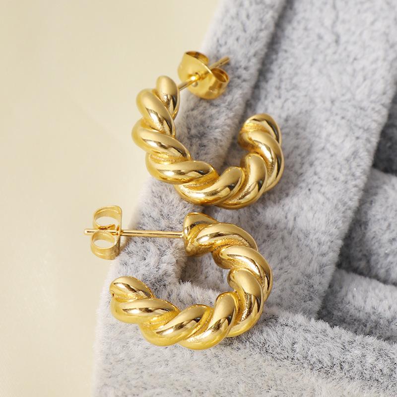 

Серьги-гвоздики Niche ins с закрученной нитью из нержавеющей стали с позолотой 18 карат, модные универсальные женские серьги