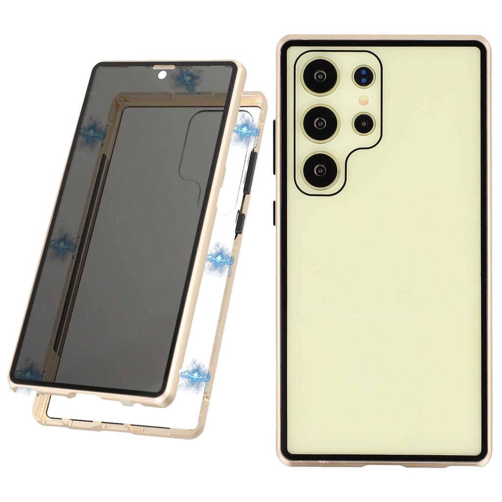 For Samsung Galaxy S24 Ultra Case with Anti-Spy Screen Protector Tempered Glass Metal Phone Cover Magnetic Clasp