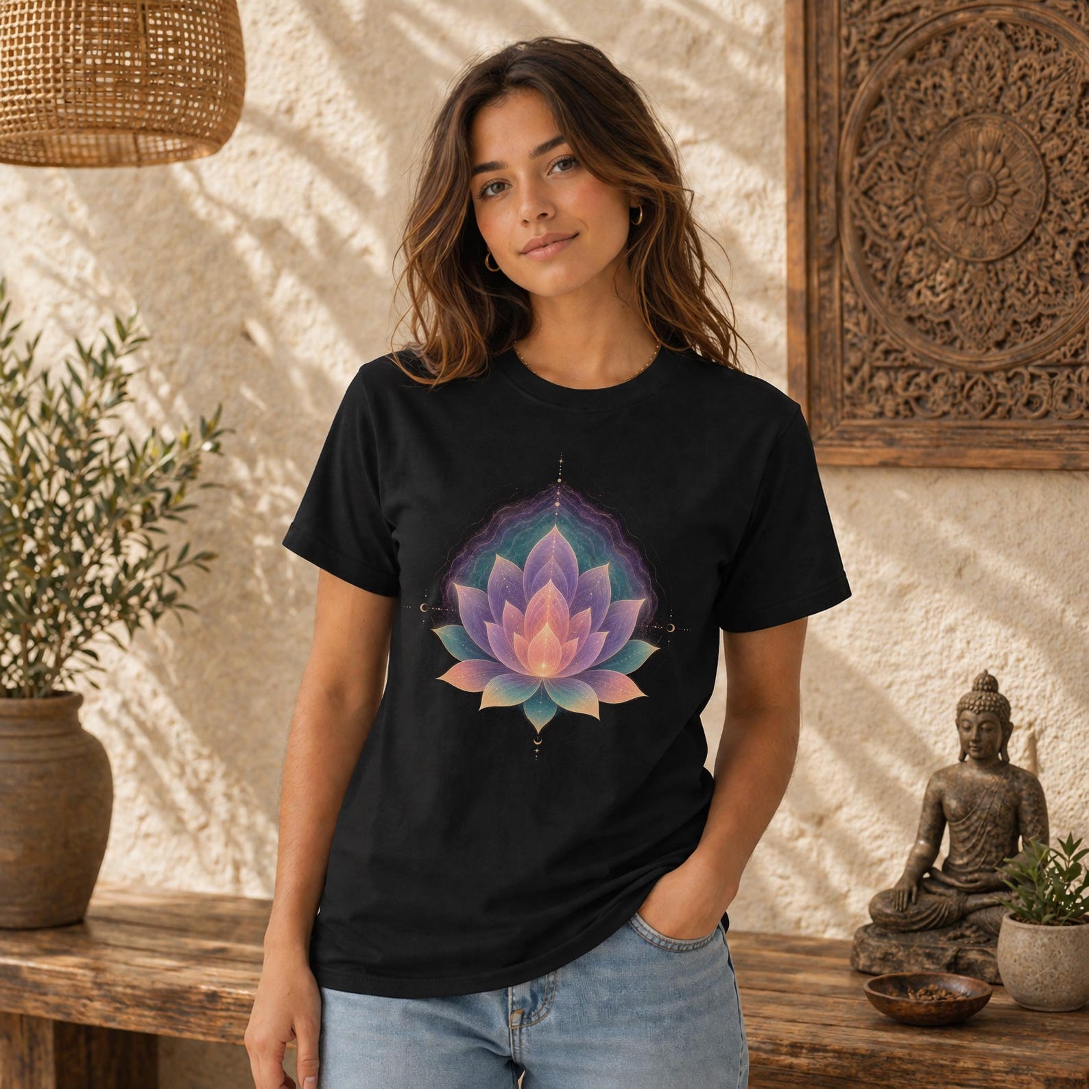 Lotus Flower Spiritual Shirt: Sacred Geometry Unisex Tee | Meditation Yoga Shirt | Boho Mystic Lotus Tee | Chakra Zen Gift | Mindfulness Top 2XL