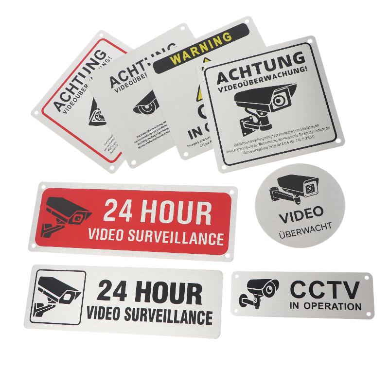 Znak nadzoru wideo 24h Metalowa tablica ostrzegawcza CCTV Wodoodporna tabliczka z alertem bezpieczeństwa Do domu, podwórka, willi, do użytku na zewnątrz, na ścianie