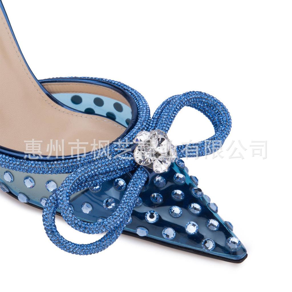 

Customized summer new high-heeled sandals bow rhinestone women s shoes stiletto pointed high heels European and American women 42