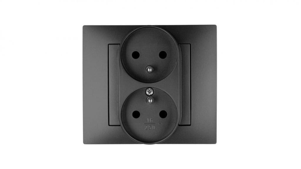Vestra Gniazdo Podwójne 2X2P+Z Modułowe Bez Ramki Podtynkowe Ip20 Czarny 3843-19