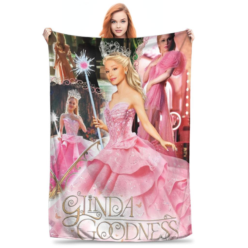 Wicked Glinda Elegant Collage Blankets Good Witch Movie Flannel Throw Blanket Portable Soft Warm Multifunction Plush Thin Quilt