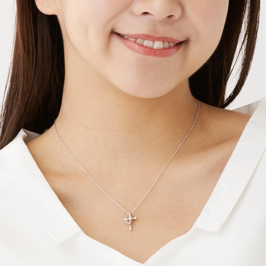 Cross Heart Diamond Birthstone Silver Brown Teddy Bear Sapphire September [Sears] Necklace, P5257-tdt-01-b09