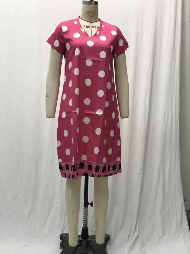 2025 Spring/Summer Polka Dot V-Neck Midi Dress - European & American Women's Fashion
