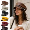 PU Leather Beret Hat Adjustable Peaked Hat Retro Newsboy Cap  Daily Use