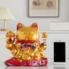Ceramic Waving Fortune Cat Figurine for Home and Shop Decor