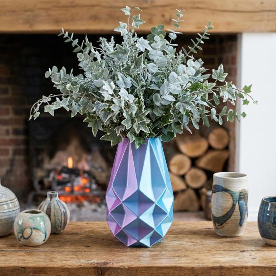 Vaso da Fiori Boho Stampato in 3D Forma Geometrica Vaso Decorativo Moderno Minimalista per Soggiorno Ingresso Tavolino Arredamento per la Casa