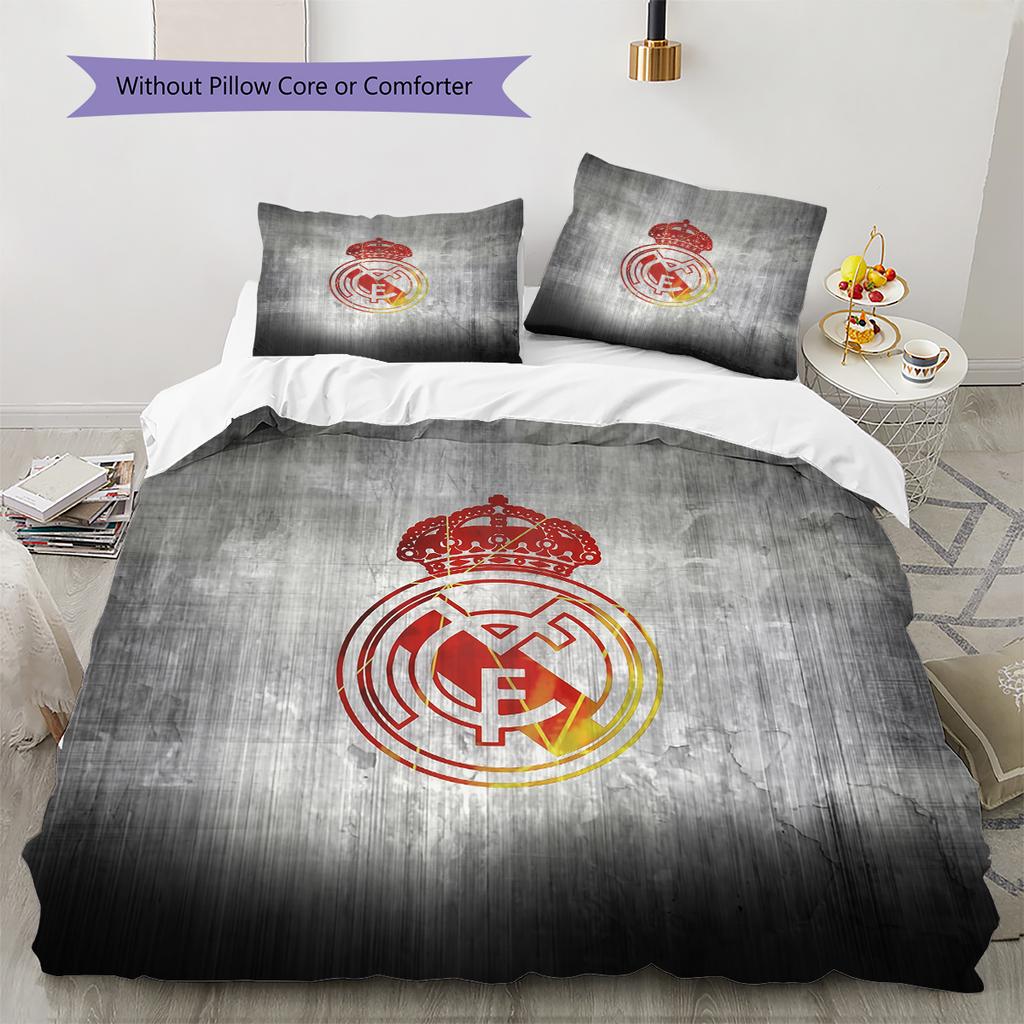 Madrid teamlogo Patroon Beddengoed Huisdecoratie Verjaardagscadeau (1 dekbedovertrek + 2 kussenslopen, zonder binnenkussen)