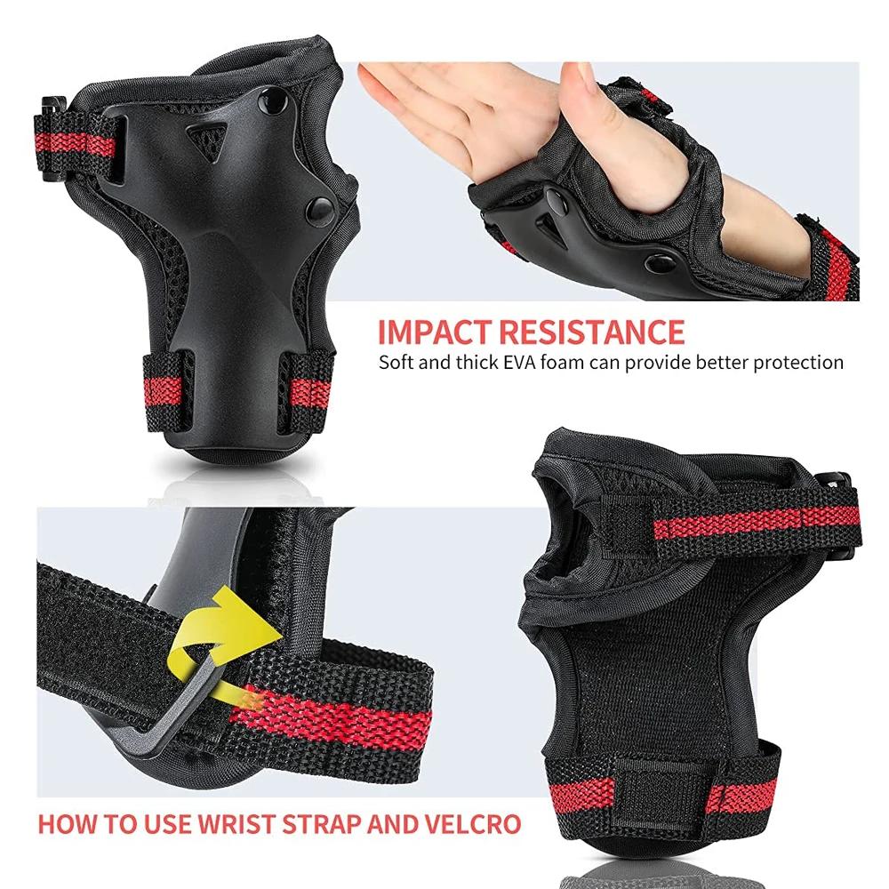 1/6Pcs Knee Elbow Wrist Guards For Adults Kids Inline Roller Skating Skateboarding Biking Scootering
