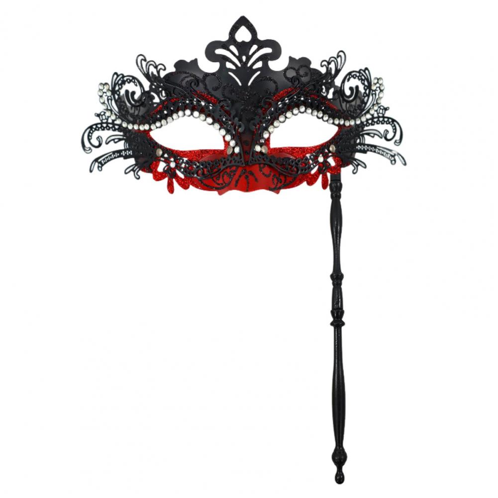 Fancy Dress Party Eyewear Mask Metal Handheld Stick Half Face Venetian Masque Rhinestones Women Mask Prom Ball Masquerade