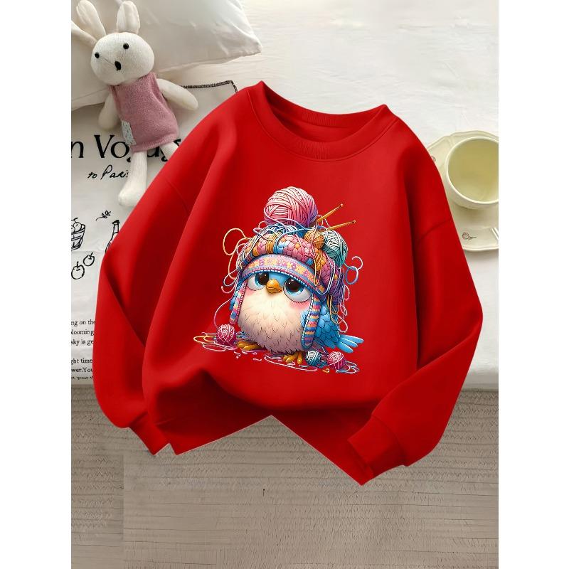 Girls' Fashion Crew Neck Sweatshirt | Casual Random Print Top, Perfect For Fall/Winter, Regular Fit With Slight Stretch Fabric