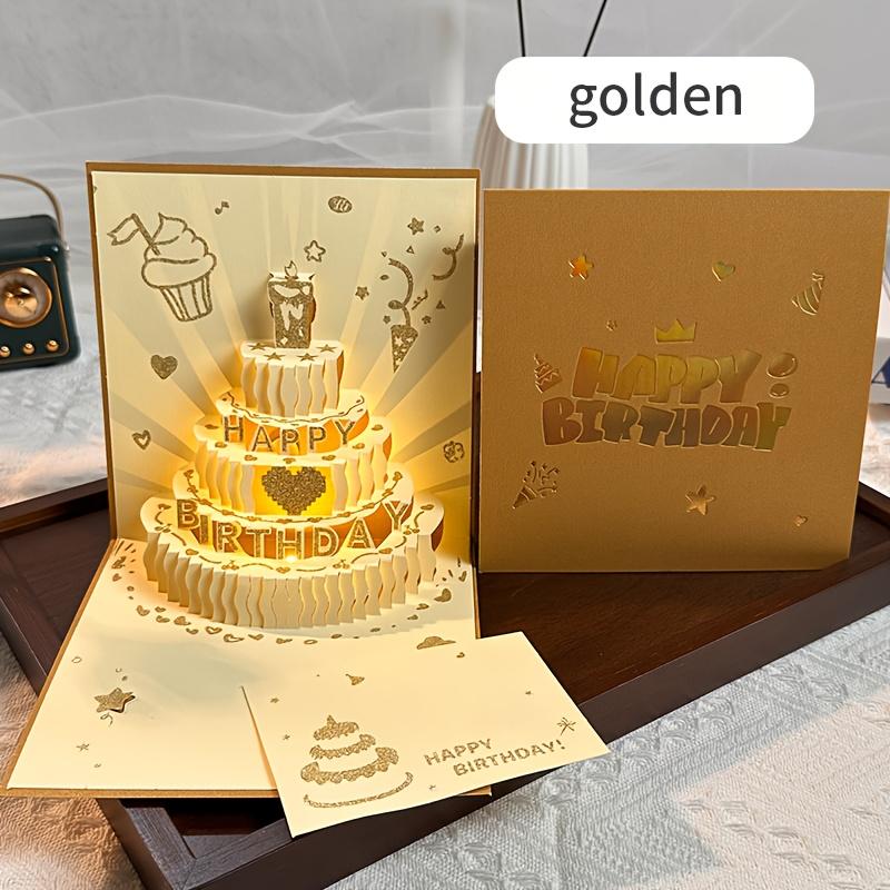 Creative 3D Pop up Birthday Card 1pcs золотой