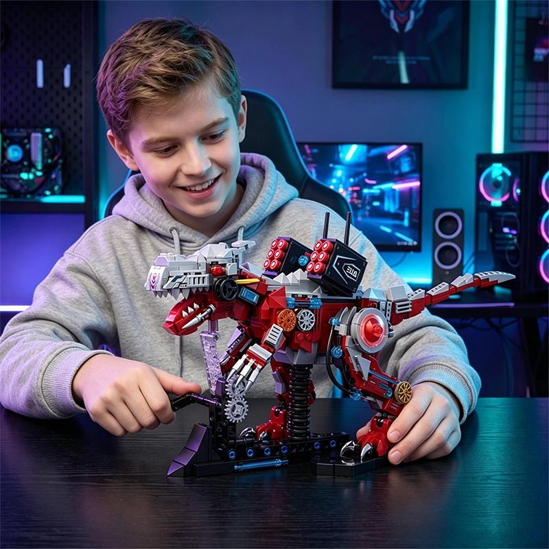 Mecha Dinosaur Building Blocks Mechanical Tyrannosaurus Rex Posable Dinosaur Model Girl Toy Boy Gift Childrens Toy Birthday Gift
