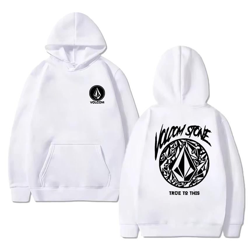 Volcom Men Oversized Long-sleeve Hoodie Hip-hop Fashion Casual Street Outdoor Y2K Fleece Autumn and Winter Sweatshirt Clothing