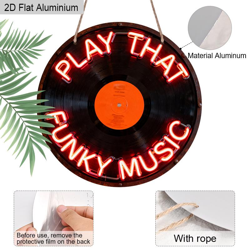 

2D Плоский Алюминиевый Знак Play That Funky Music 7,87 дюйма, Знак CD Пластинки, Теплые Красные Буквы, Неоновый Знак для Декора Стены, Музыка, Караоке-Бар, Клуб, Магазин Пластинок 1pc