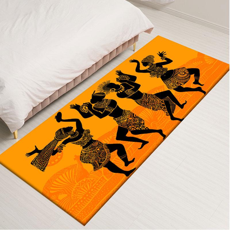 Ethnic Style Carpets for Living Room Bedroom Traditional African Woman Pattern Area Rugs Polyester Home Decoration Kitchen Mat