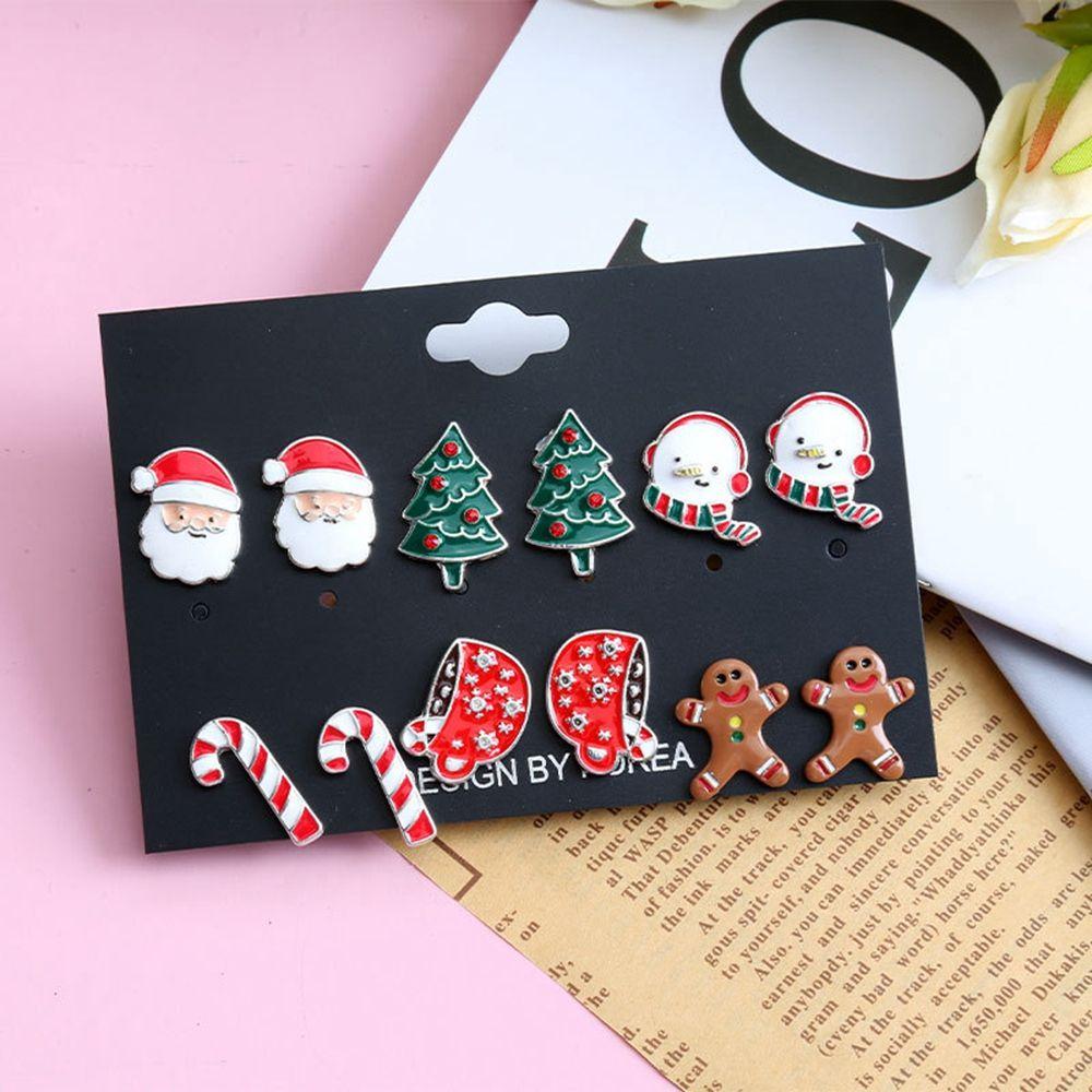 C Shape Earrings Korean Style Earrings Female Ear Studs Red Dangle Earrings Christmas Earrings Set