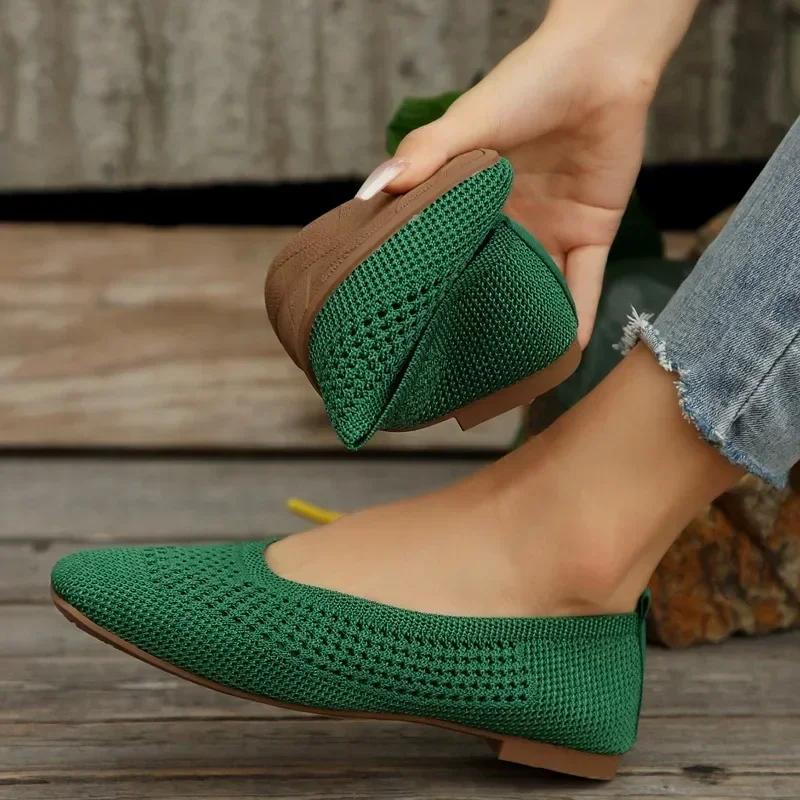 Moda 2024 Nuova Moda Tinta Unita Rete Traspirante Primavera e Autunno Scarpe Singole da Donna Scarpe Piatti da Donna Zapatos De Mujer