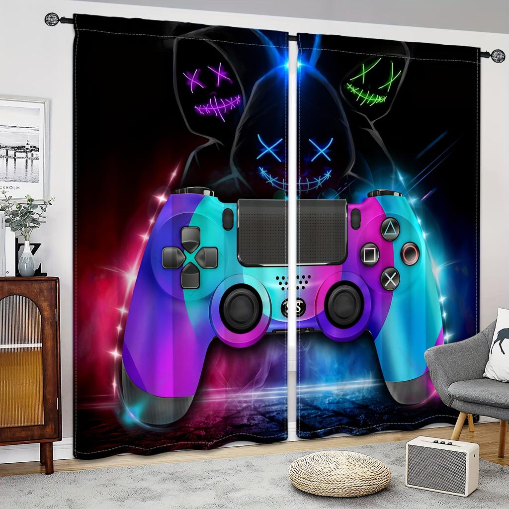 Cartoon Game Switch Controller Window Curtains Blinds For Living Room Kid's Bedroom Bathroom Kicthen Office Door Home Decor2Pcs