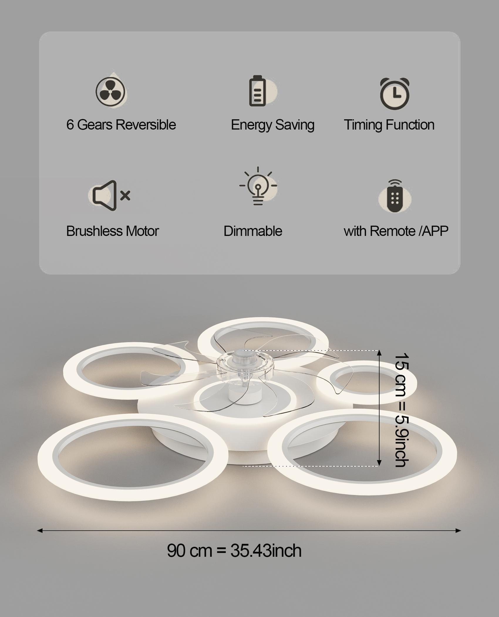 

110В-220В Современный тихий потолочный вентилятор с подсветкой, пультом дистанционного управления и 6 настройками скорости. Регулируемый электрический таймер для гостиных 110-240V