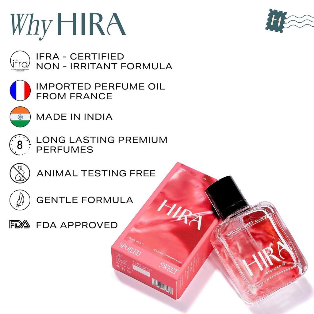 HIRA Spoiled Sweet Perfume for Women | Best Women Perfume with Pear, Hazelnut & Vanilla Notes | Sweet & Fruity Everyday Fragrance |