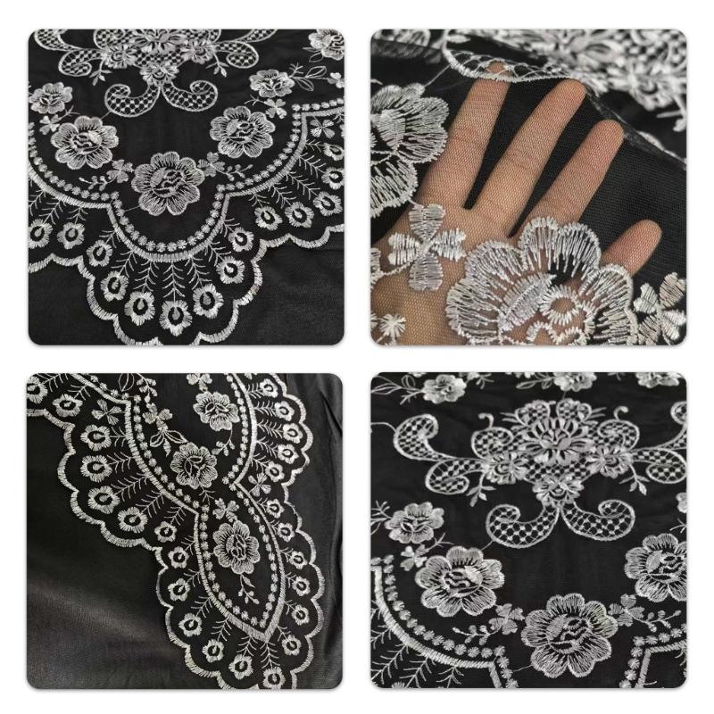 Elegant Lace Embroidered Floral Head Scarf For Church Prayer And Religious Ceremonies Soft Polyester Religious Scarf