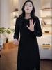 Sequin Patchwork Black Dress: 2026 Spring/Autumn Women's Mid-Length Base Layer Skirt