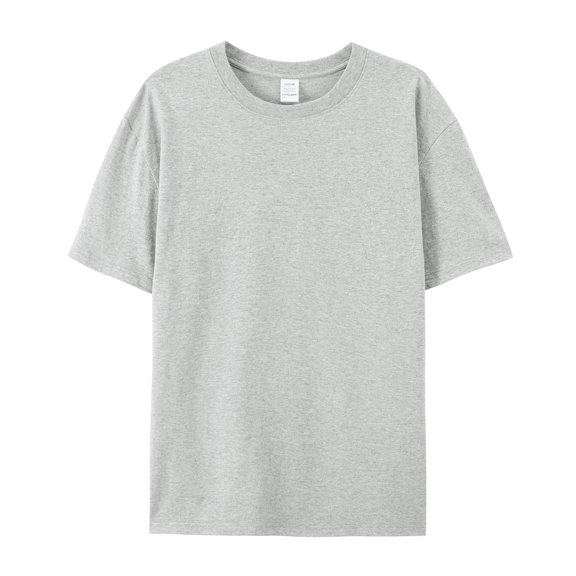 Wovey Effen Kleur Katoen Heren T-shirt Hip-Hop Katoenen T-shirt Ronde Hals Zomer Mannen Casual T-shirts Mode Losse T-shirts 4XL grijs
