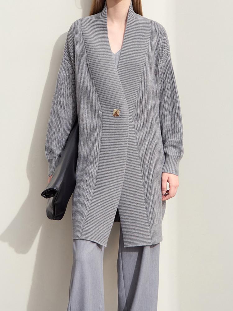 Women Cardigan Autumn New Casual V-neck Button Solid Coat with Belt Fashion Loose Long Sleeve Female Top Winter