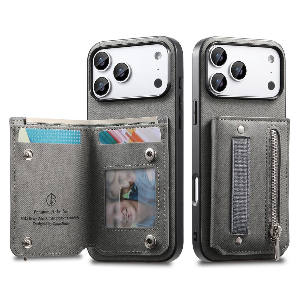 Wrist Strap Flip RFID Wallet with Card Holder Phone Case for IPhone Air 17 16E 16 Plus 15 14 13 12 11 Pro Max Leather Cover