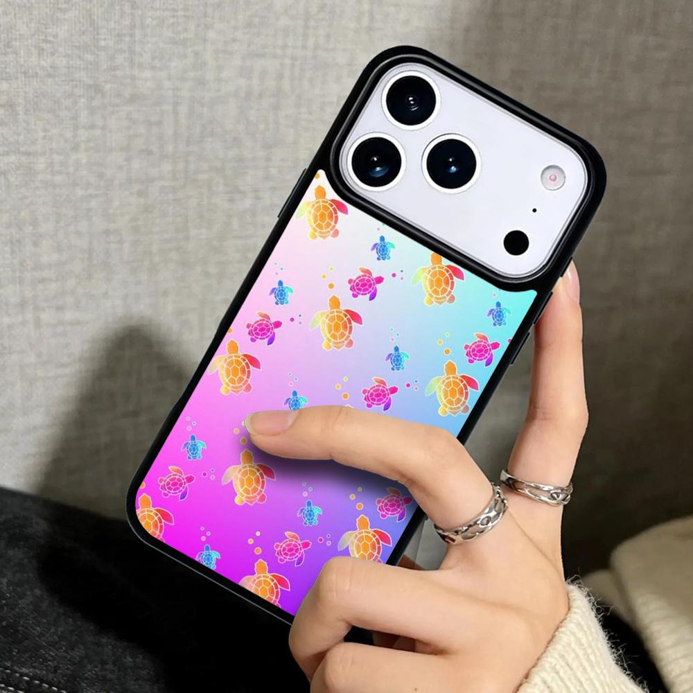Capa Case for iPhone 17 Air 16 Pro Max 15 Plus 11 13 Mini 14 12 Back Phone Cover Cute Turtles Painted