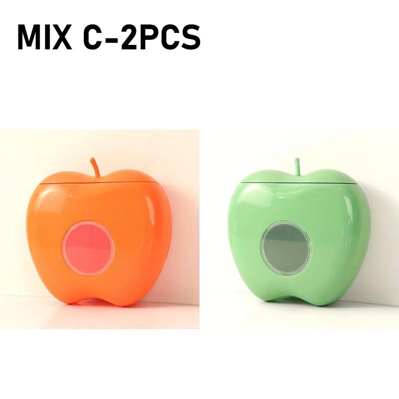 1/2/3PCS Apple Shaped Fresh Keeping Bag DispenserWall Mounted Kitchen Storage Box Plastic BagOrganizer Space Saving Kitchen Tool