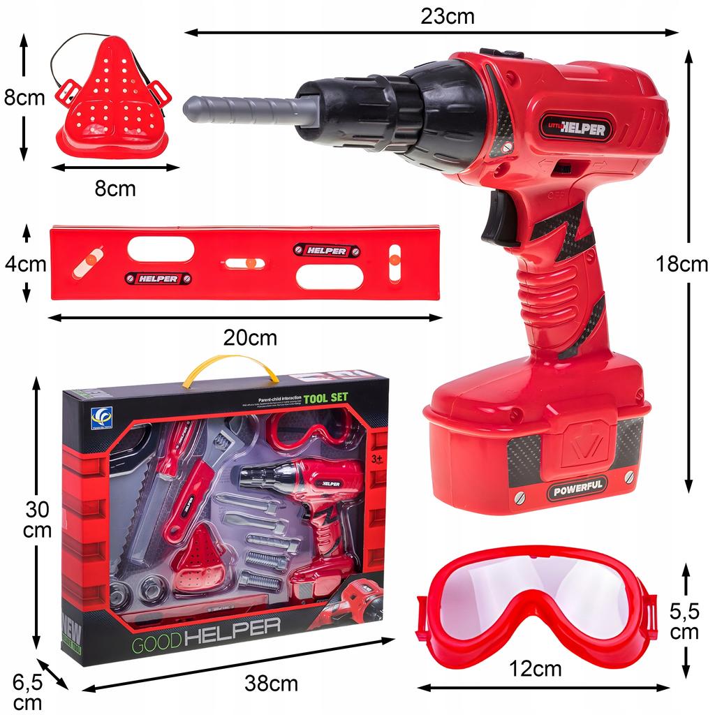 Children's Tool Set Complete 14 Pieces Screwdriver Goggles Red