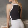 High-Intensity Contrast Yoga Vest: Premium Nude One-Piece Sportswear for Pilates & Fitness