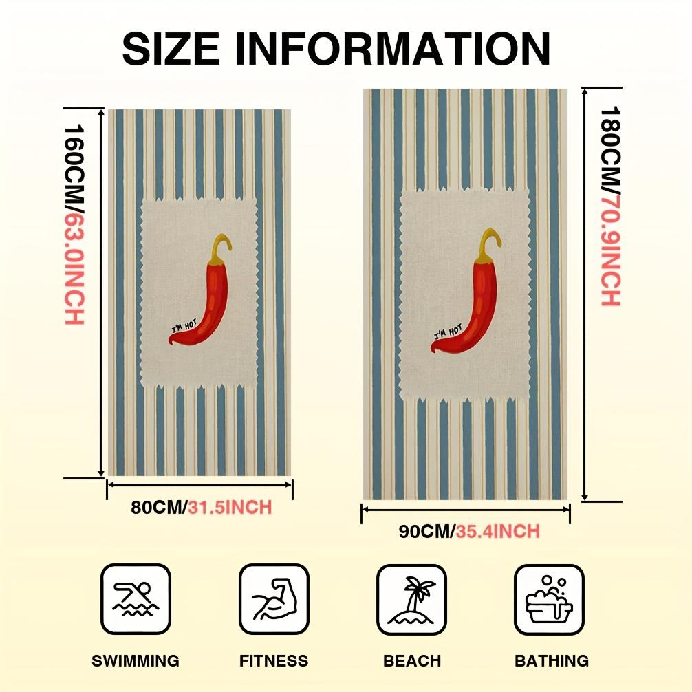 1pc Retro Chili Pepper Beach Towel - Soft, Ultra-Fine Fiber, Quick-Dry Bath Mat with "I'm Hot" Design, Perfect for Beach, Bathro