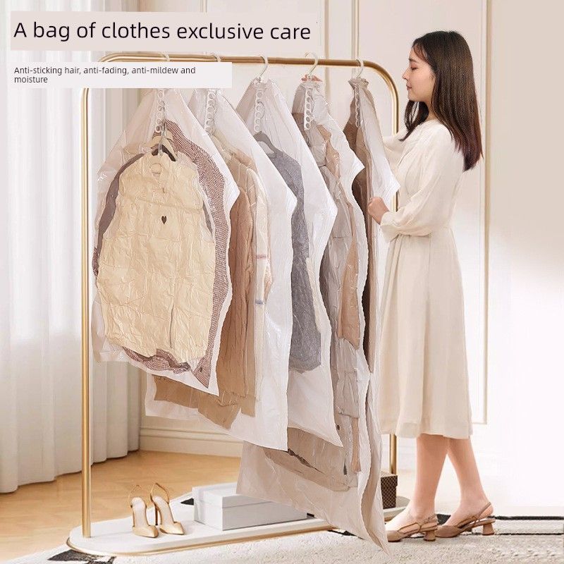 

Clothes Hanger Type Vacuum Compression Bag down Jacket Vacuum Buggy Bag Vacuum Bag Coat Dustproof Clothes Hanging Bag Hanging Vacuum Storage Bag, Short Style, 70*90cm