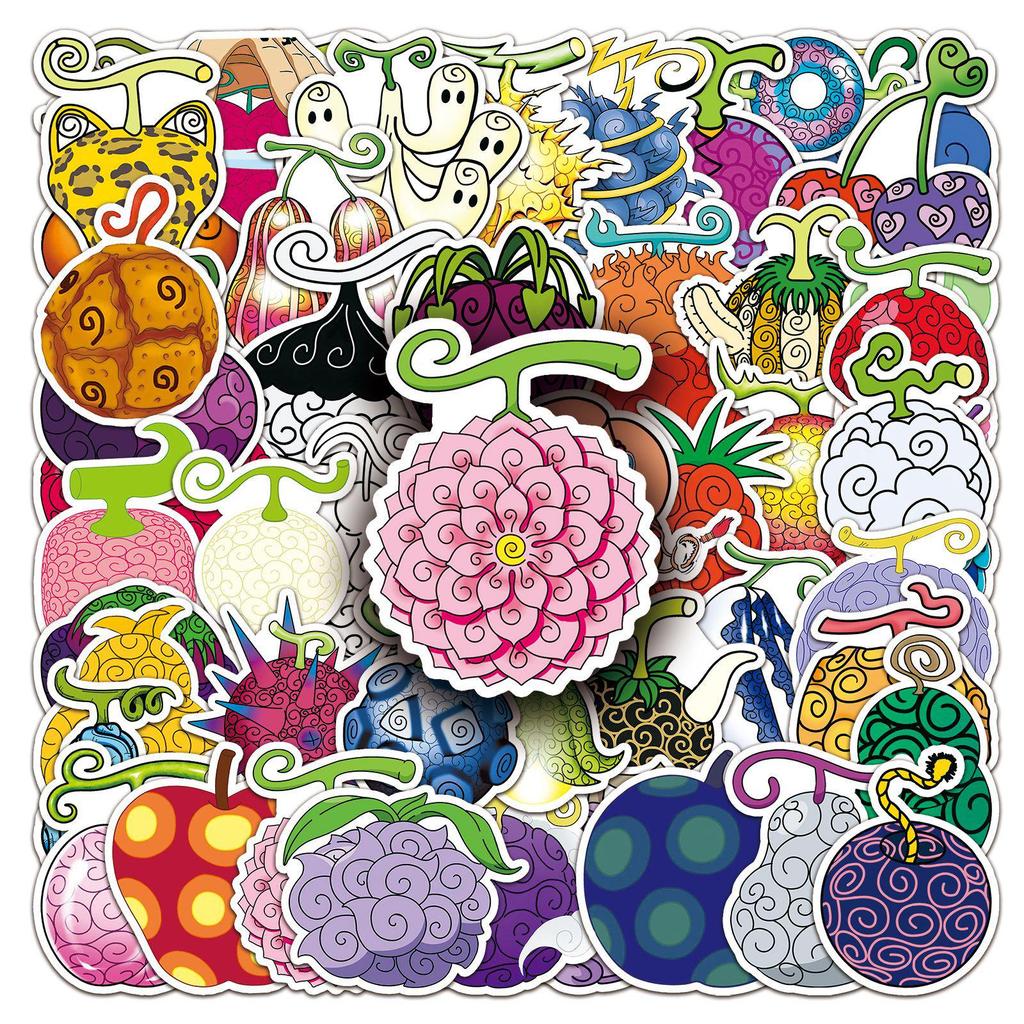 52 One Piece Devil Fruit Stickers: Japanese Anime Decoration for Phone Cases & Computers