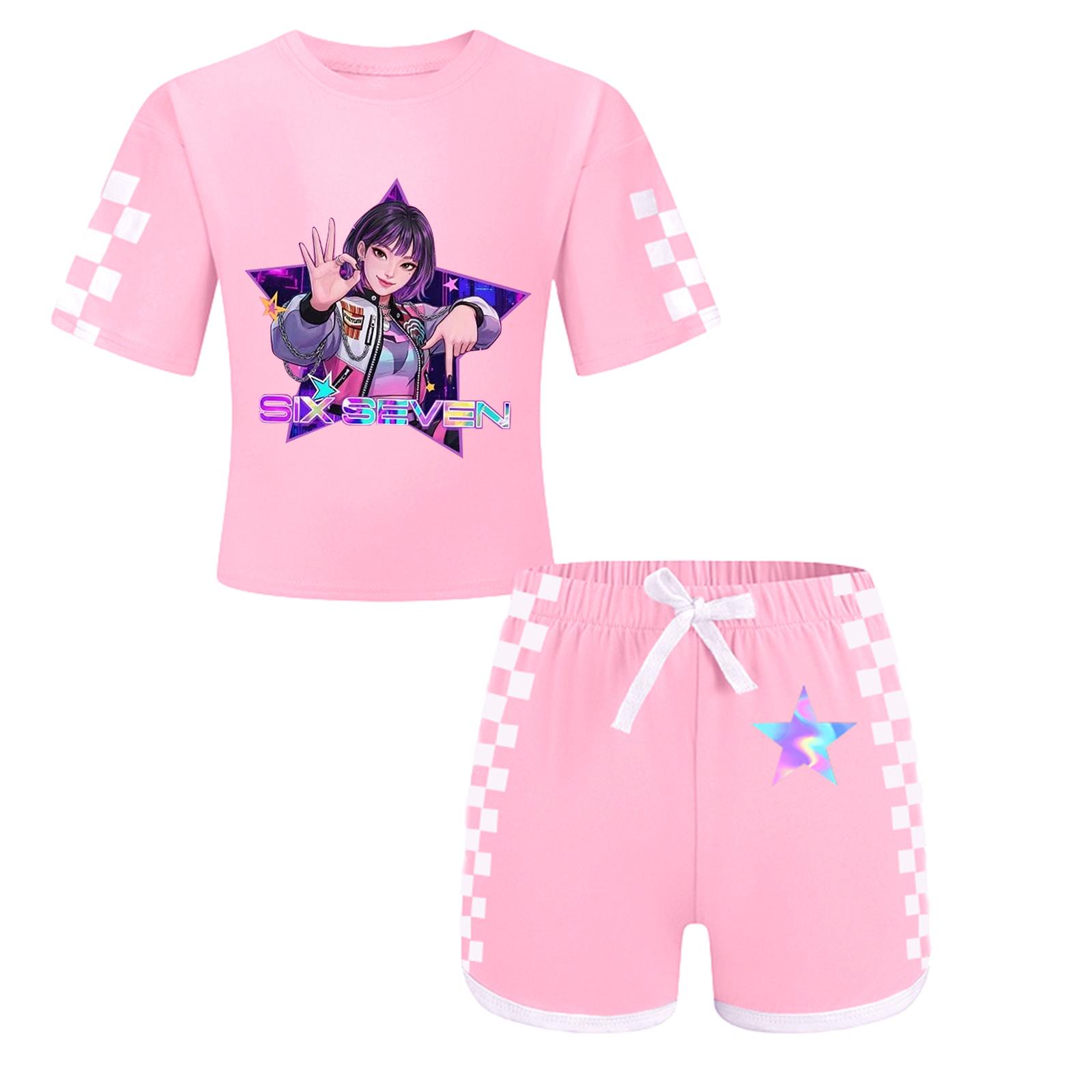 

Kid Patriotic Outfit - Short Sleeve & Shorts 2-Piece Set For Girl 140