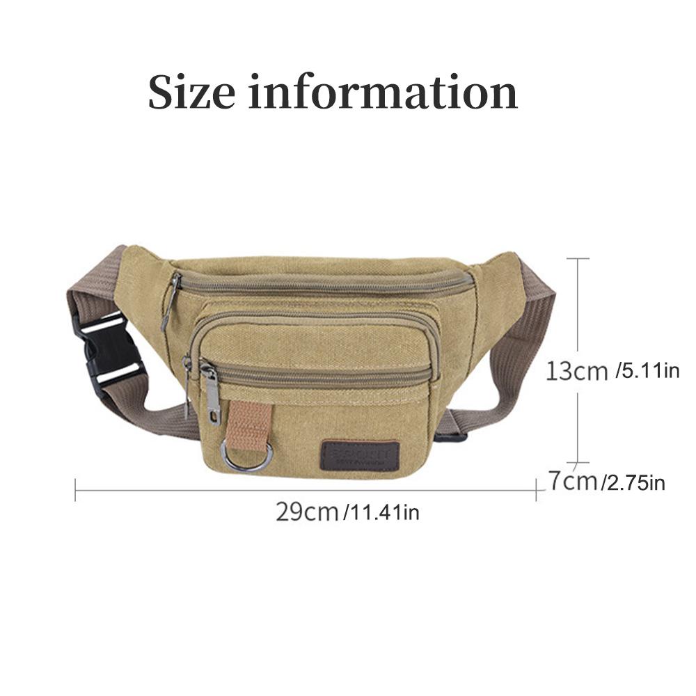 Thick canvas waist bag, outdoor leisure sports crossbody chest bag, men's portable change phone bag, multifunctional-A-DH