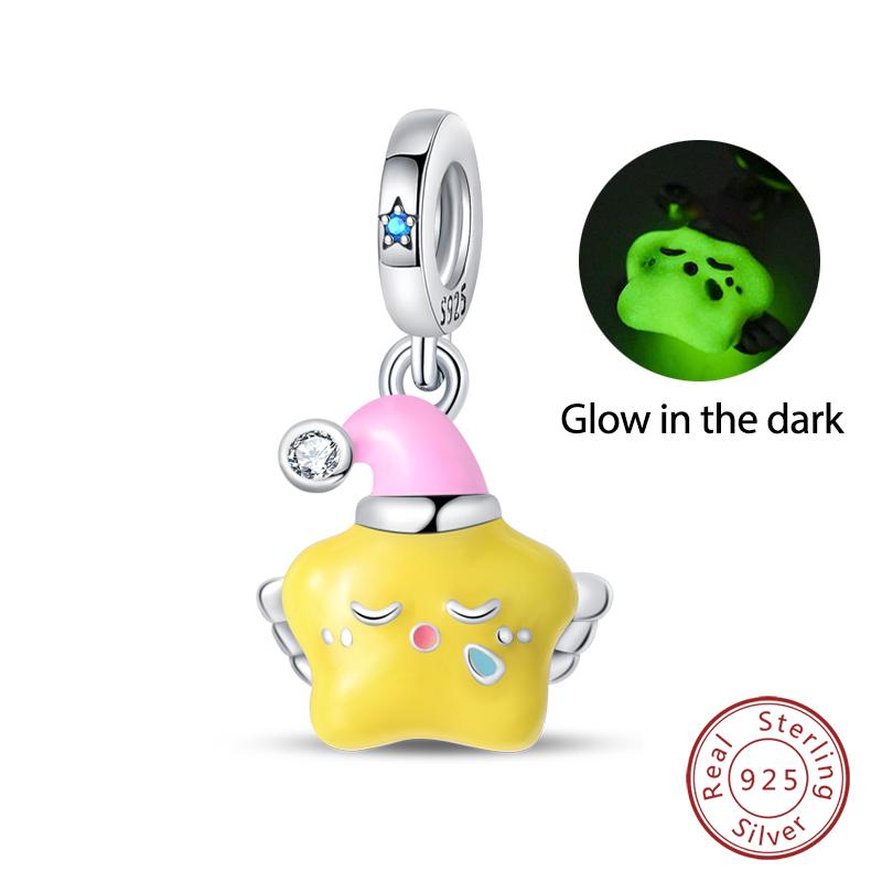 Nightglow Star Moon Pendants Fit Qikaola Bracelets Copper Creative Garden Mushroom Snail Clover Charms Diy Jewelry