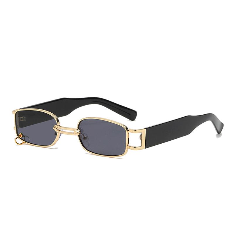 SHAUNA Ins Popular Fashion Small Rectangle Women Luxury Sunglasses Vintage Metal Ring Decoration Men Punk Sun Glasses UV400